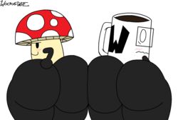  2boys coffee_(woodsglue) huge_ass inanimate_object looking_back mushroom_(woodsglue) object_shows thick_thighs woodsglue  rating:explicit score: user:woodsglue