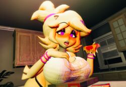 1girls 3d 5_fingers almost_naked bib blush bracelets cally3d chica_(cally3d) chica_(fnaf) chiku chiku_(cryptia) clazzey cryptiacurves eyelashes eyes_half_closed fazclaire's_nightclub feathers female female_only five_nights_at_freddy's fnaf fredina's_nightclub hair_clip hair_clips hand_on_breast holding_food holding_pizza huge_ass huge_breasts kitchen leaning_forward looking_at_viewer open_mouth panties pink_eyes pizza pizza_box pizza_slice purple_bracelet purple_eyes scottgames solo supporting_breasts table teeth thick_thighs thighs tongue video_games yellow_feathers yellow_fur yellow_hair rating:Questionable score:99 user:BustyRobot