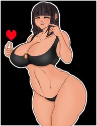 alternate_version_available big_ass big_breasts big_butt bikini black_bikini brown_hair cleavage closed_eyes crazypearl frisk hourglass_figure long_hair thick_thighs undertale undertale_(series) rating:Questionable score:40 user:reese66