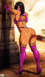 1girls 2d asian_female ass back_view black_hair bubble_butt cum cum_on_ass female female_only looking_at_viewer looking_back mileena mortal_kombat mortal_kombat_(2011) pink_outfit presenting presenting_hindquarters pumpkinsinclair solo solo_female thong rating:Explicit score:163 user:LordNice