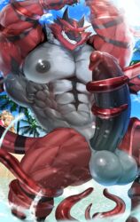 2022 abs anthro arcanine beach biceps blush cum cumming furry gay hyper hyper_balls hyper_genitalia hyper_penis hyper_testicles incineroar magangz male male_focus male_only muscle muscles muscular muscular_arms muscular_ass muscular_back muscular_legs muscular_male muscular_thighs nintendo nipples ocean pecs pokemon pokemon_(species) speedo tentacle veins veiny_penis water rating:Explicit score:15 user:shadac