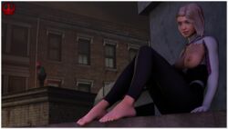 1boy 1girls 3d barefoot breasts_out feet female gwen_stacy human human_only male marvel marvel_comics miles_morales rooftop snafusevsix spider-gwen spider-man_(series) rating:Explicit score:30 user:SnafuSevSix