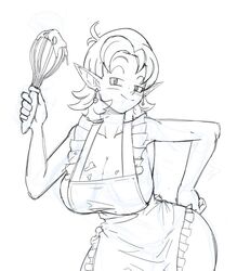 apron_only big_breasts chronoa clothed dragon_ball dragon_ball_heroes dragon_ball_super dragon_ball_xenoverse dragon_ball_z grin housewife kappa_spark naked_apron naughty_face potara_earrings sketch rating:Explicit score:87 user:reese66