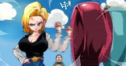 1girls android_18 blonde blonde_female blonde_hair blonde_hair_female blue_eyes cleavage curvy dragon_ball erect_nipples female huge_areolae huge_breasts omochi_db puffy_nipples short_hair thick_lips voluptuous yellow_hair rating:Explicit score:43 user:KillyWilly