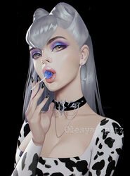 1girls big_breasts choker cleavage elegant evelynn female female_only k/da_evelynn k/da_series league_of_legends light-skinned_female light_skin lipstick lollipop looking_at_viewer olesyaspitz riot_games seductive succubus white_hair rating:Questionable score:308 user:deleted8863