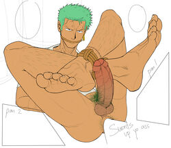  alterinku artist_name big_penis character_name copyright_name gay green_hair male male_focus male_only one_piece roronoa_zoro tied_up yaoi  rating:explicit score: user:pakopop