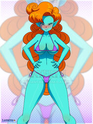 1girls bikini blue_skin curly_hair dragon_ball dragon_ball_z hands_on_hips hourglass_figure large_breasts layerth long_hair orange_hair race_of_hera watermark zangya rating:Questionable score:38 user:TheKindHaremMaster