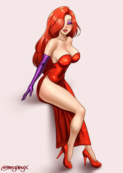 1girls 2022 alternate_version_available arm_gloves artist_name big_breasts blush cleavage clothing disney dress elbow_gloves eyelashes eyeliner eyeshadow female female_only gloves green_eyes hair_over_one_eye heels hourglass_figure jessica_rabbit lipstick long_hair long_red_hair mature mature_female mature_woman meganyx purple_eyeshadow purple_gloves red_dress red_hair red_lipstick solo solo_female thighs who_framed_roger_rabbit rating:Explicit score:57 user:daft_human