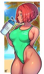 1girls arc_system_works babo big_breasts blue_eyes bottle breasts female female_only giovanna_(guilty_gear) green_swimsuit guilty_gear hair hips huge_breasts lips one-piece_swimsuit red_hair solo solo_female swimsuit swimwear thick_thighs thighs wide_hips rating:Questionable score:132 user:daft_human