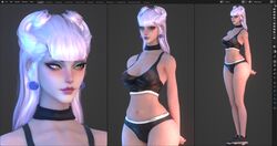 blender blender_(software) earrings evelynn gym_uniform k/da_evelynn k/da_series kinkycat3d kinkykatt3d league_of_legends underwear white_hair wip work_in_progress workout_clothes rating:Explicit score:100 user:kinkykatt3d