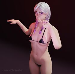 bikini female fortnite latex micro_bikini purple_eyes shiny_clothes silver_hair torin_(fortnite) rating:Explicit score:17 user:Hoppetra2358