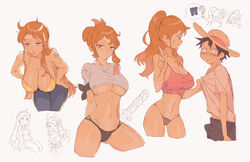 1boy 1girls angry big_breasts bulge cleavage large_breasts long_hair lushhhh monkey_d_luffy nami one_piece orange_hair panties post-timeskip speech_bubble rating:Questionable score:272 user:Yeetachi