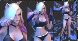 1girls 3d ahri animal_ears athletic_female big_breasts blender blender_(software) blonde_hair blue_eyes breasts cellphone choker female female_only fingerless_gloves gym_uniform k/da_ahri k/da_series kinkycat3d kinkykatt3d large_breasts league_of_legends league_of_legends:_wild_rift lipstick long_hair nail_polish navel_piercing nipples nipples_visible_through_clothing phone see-through see-through_clothing smartphone standing underwear wip work_in_progress workout_clothes rating:Explicit score:127 user:kinkykatt3d