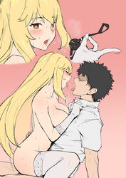 1boy 1girls absurdres after_kiss ball_gag black_hair blonde_hair breasts cleavage clothed_female_nude_male collarbone collared_shirt cowgirl_position elbow_gloves faceless faceless_male female female_focus female_on_top gag gag_removed gloves hair_between_eyes happy_sex highres holding_gag kamijou_touma kissing kissing_while_penetrated large_breasts light-skinned_female looking_at_viewer male_penetrating multiple_views naked_stockings nude older_male open_mouth passionate romantic saliva saliva_trail sex shirt shokuhou_misaki short_hair simple_background sitting_on_lap slim_waist socks spider_web_print spiked_hair star-shaped_pupils star_(symbol) stockings straddling straight sweat symbol-shaped_pupils teenage_girl teenager thick_thighs thigh_socks thighhighs to_aru_kagaku_no_railgun to_aru_majutsu_no_index upright_straddle vaginal_penetration val_(escc4347) valtor white_gloves white_shirt white_socks white_thighhighs wholesome younger_female rating:Explicit score:338 user:bot