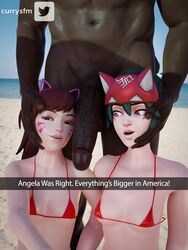 1boy 2girls 3d 3some big_penis bikini blizzard_entertainment breasts brown_hair caressing_face caressing_head caressing_head_next_to_hip currysfm d.va dark-skinned_male dark_skin english_text female ffm_threesome green_hair hand_on_another's_head hand_on_face hand_on_head hands_on_face hanging_penis interracial kiriko_(overwatch) looking_at_penis looking_at_viewer male multiple_girls overwatch overwatch_2 penis penis_out selfie text threesome unseen_male_face rating:Explicit score:413 user:curry_sfm