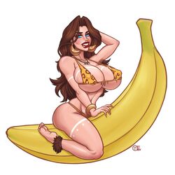 1girls banana bikini breasts cleavage dick_sucking_lips donkey_kong_(series) female female_only huge_breasts hyper hyper_breasts mario_(series) nintendo pauline raiounsfw solo tribal_markings rating:Questionable score:151 user:justausername