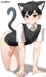 1boy absurd_res all_fours ass big_penis black_hair blush bottomless cat_ears cat_tail emotionless eye_contact femboy g1_(artist) girly high_resolution humanoid light-skinned_male light_skin looking_at_viewer male male_only omori penis solo sunny_(omori) tail thighs twink uncensored rating:Explicit score:365 user:Thebuki