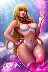 1girl big_breasts blonde_hair breasts curvy emilie_de_rochefort female fingerless_gloves gloves hand_on_own_hip heroharborx lingerie lingerie_bra lingerie_panties long_hair looking_at_viewer namco plump pubic_hair pubic_hair_peek purple_eyes solo standing tekken tekken_8 tekken_tag_tournament_2 thick_thighs thighs very_long_hair white_lingerie wide_hips rating:Explicit score:21 user:sedemsto