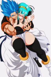 1boy 1girls breasts bulchi dragon_ball dragon_ball_super duo female gogeta groping huge_breasts male nala1588 shounen_jump super_saiyan_blue thick_thighs rating:Explicit score:59 user:Rachel_Raven