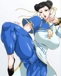 1girls capcom chun-li fat_mons female female_only fully_clothed huge_breasts pussy_bulge solo street_fighter street_fighter_6 thunder_thighs toguchi_masaya rating:Explicit score:64 user:Edgemanx