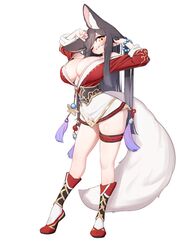 1girls ahri big_breasts black_hair breasts breasts_bigger_than_head chinese_clothes female female_focus female_only fluffy fluffy_ears fluffy_tail fox fox_ears fox_girl fox_humanoid foxgirl girl huge_breasts kemonomimi league_of_legends league_of_legends:_wild_rift long_hair one_eye_closed riot_games side_boob side_view sideboob smile tail thick_thighs thighs white_background white_tail wink yabby yellow_eyes rating:Questionable score:122 user:Make_Me_Your_Slut