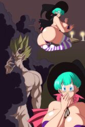 1boy 1girls breasts bulma_briefs cleavage dragon_ball female huge_breasts majin_mark nala1588 shounen_jump super_saiyan super_saiyan_2 vegeta witch_hat rating:Explicit score:40 user:Rachel_Raven