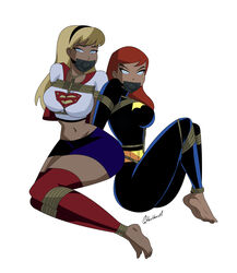 2022 2d 2girls ball_gag barbara_gordon barefoot batgirl batman:_the_animated_series batman_(series) big_breasts black_bodysuit blonde blonde_female blonde_hair blue_eyes bondage bound_and_gagged bound_ankles bound_legs bound_wrists breasts busty captured_heroine captured_superheroine cyan_eyes damsel_in_distress dc_comics dcau defeated_heroine defeated_superheroine exposed_navel exposed_thighs female female_only femsub fit_female fully_clothed gagged ghostlessm green_eyes grumpy_sub human kara_danvers kara_zor-el kryptonian light-skinned_female light_skin looking_at_viewer multiple_girls multiple_subs no_background orange_hair perky_breasts red_hair red_legwear redhead restrained rope_between_breasts rope_bondage shoes_removed supergirl superman:_the_animated_series superman_(series) the_new_batman_adventures thick_thighs thin_female tied_up unhappy_female white_background white_t-shirt wide_hips rating:Explicit score:142 user:Tronitrus