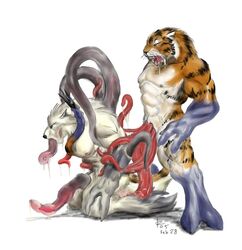 anal anal_sex anthro canine exploding_crotch feline fur furry furry_only gay hyper male muscles no_humans penetration penis rape rwolf tentacle tiger transformation what wolf rating:Explicit score:6 user:bot