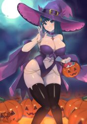 1girls absurd_res alternate_breast_size blue_eyes blue_hair breasts dawn_(pokemon) female game_freak halloween hat hi_res highleg_leotard hips kaos_art large_breasts large_hat leotard light-skinned_female light_skin long_hair nintendo pokemon pokemon_dppt slim_waist thick_thighs thighhighs thighs wide_hips witch_costume witch_hat rating:Questionable score:129 user:Azure_Shadow