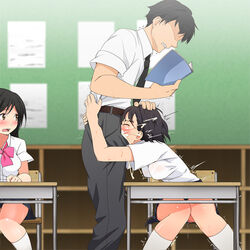 1boy 1girls 2girls all_the_way_to_the_base aomizuan being_watched big_penis black_hair book brown_eyes cheek_bulge classroom clothed_female clothed_sex cock_hungry cuckquean cum_in_mouth cum_in_throat cute deepthroat deepthroat_holder deepthroat_hug desk fellatio femdom fringe gag gagging hungry_mouth large_breasts left_out malesub manga medium_hair nipples oral oral_sex original_character petite school school_uniform schoolgirl student surprise_deepthroat teacher teacher_and_student tears teenager throat_fuck ti_jiyuugyou tight_throat unprofessional_behavior watching yellow_eyes young rating:Explicit score:1117 user:wquintero207