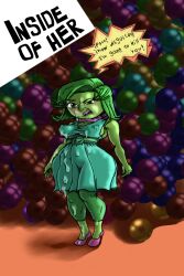  disgust disgust_(inside_out) gree green_eyes green_hair grey_body inside_out  rating:questionable score: user:bot