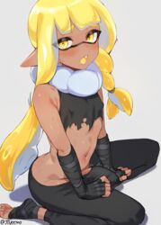 1boy absurd_res agent_3_(splatoon_3) ankle_socks anklehighs black_socks blush brown_skin bulge crop_top dark-skinned_femboy dark-skinned_male dark_skin embarrassed erect_nipples erection facial_markings femboy horny inkling inkling_boy jtveemo kneeling long_hair male male_only new_agent_3_(splatoon) nintendo penis penis_under_clothes socks solo solo_male splatoon splatoon_3 tentacle_hair yellow_hair yoga_pants rating:Questionable score:261 user:Azure_Shadow