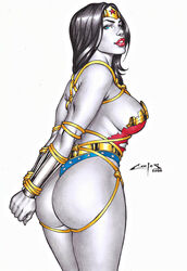 1girls 2022 ass battle_damage big_breasts black_hair blue_eyes bondage bubble_ass bubble_butt carlos_braga dat_ass dc dc_comics diana_prince ed_benes_studio female female_only lasso_of_truth leotard long_hair looking_at_viewer red_lipstick rope_bondage solo superheroine tagme thong thong_leotard tiara wonder_woman wonder_woman_(series) rating:Questionable score:75 user:Dragon98