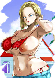 1girls alternate_version_available android android_18 android_girl armpits big_breasts bikini blonde_hair blue_eyes breasts busty curvaceous curvy curvy_body curvy_female curvy_figure dragon_ball dragon_ball_z female female_only flashing flashing_breasts huge_breasts kyugata large_breasts milf nipples red_bikini solo solo_female voluptuous rating:Explicit score:138 user:Rancegropor