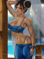 1girls 2022 big_breasts brown_hair capcom chun-li clothed curvaceous curvy_body curvy_figure female female_only fit_female g_string gym_uniform hairband looking_at_viewer muscular_female shurakrgt solo street_fighter tagme thong voluptuous_female rating:Questionable score:114 user:Dragon98