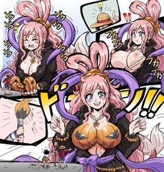 1girls 2boys big_breasts breasts bunny_ears cleavage clever female female_focus funny halloween_costume huge_breasts lewdamone male mermaid mermaid_giantess monkey_d_luffy necklace one_piece paint_on_breasts pink_hair princess pumpkin pumpkin_boobs rabbit_ears robe shirahoshi shounen_jump smaller_male usopp wholesome rating:Explicit score:493 user:Mr.Moon