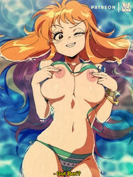 1girls bikini bikini_lift bikini_pull bluethebone breasts female female_only in_water large_breasts long_hair nami nipple_tweak nipples one_piece orange_hair post-timeskip retro_artstyle smile solo_female swimsuit tagme touching_breast touching_nipples wink winking rating:Explicit score:360 user:scoobert324