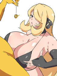 1boy 1girls bikini blonde_hair breasts choker cintia_(pokémon) cleavage cynthia_(pokemon) dd_(artist) femsub generation_1_pokemon hair_ornament hair_over_one_eye huge_breasts hypno hypnosis lavender_eyes long_hair maledom mind_control opera_gloves paizuri pendulum penis pokémon_(species) pokemon pokephilia sweat swimsuit rating:Explicit score:267 user:Disastermaster55