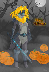 anthro breasts canine female fur furry halloween helsy lafille looking_at_viewer nude pussy solo unconvincing_armor wolf rating:Explicit score:5 user:bot