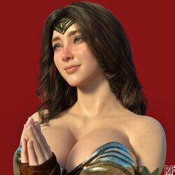 1girls 3d 3d_(artwork) big_breasts blush brown_hair cleavage dc dc_comics female female_only hi_res large_breasts rude_frog solo superheroine wonder_woman wonder_woman_(series) rating:Questionable score:66 user:Crcole331