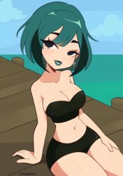 1girls cleavage cremanata female female_only green_hair gwen_(tdi) lipstick pier smile solo tagme total_drama_island turquoise_hair rating:Questionable score:199 user:Tricco