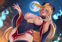 1girls areolae big_breasts breasts exlic female female_only guilty_gear large_breasts looking_at_viewer millia_rage solo thick_thighs rating:Explicit score:67 user:justausername