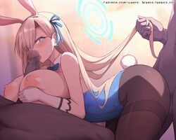 1girls 2boys animal_ears animated asuna_(blue_archive) asuna_(bunny)_(blue_archive) bangs blonde_hair blue_archive blue_bow blue_bowtie blue_eyes blue_leotard blue_ribbon blush bow bowtie breasts brown_pantyhose cleaning_&_clearing_(blue_archive) dark-skinned_male dark_skin detached_collar fake_animal_ears fellatio female gloves hair_ribbon halo holding_another's_hair huge_breasts interracial leotard leotard_pull licking licking_penis light-skinned_female light_skin long_hair millennium_science_school_student mmf_threesome multiple_boys nipples open_mouth oral paizuri pantyhose penis rabbit_ears rabbit_tail ribbon sex sex_from_behind tail thighband_pantyhose threesome uncensored very_long_hair waero white_gloves rating:Explicit score:318 user:bot