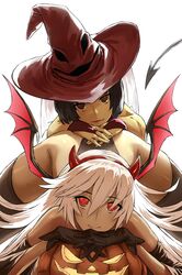 2girls arc_system_works artist_request ass fake_horns fake_tail fake_wings female_only guilty_gear halloween halloween_costume haraya hat horn horns i-no jack-o'-lantern jack-o'_valentine jack-o_pose only_female tagme tail wings witch_hat rating:Questionable score:100 user:BiFemBoySlut