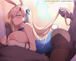 1girls 2boys animal_ears animated asuna_(blue_archive) asuna_(bunny)_(blue_archive) bangs blonde_hair blue_archive blue_bow blue_bowtie blue_eyes blue_leotard blue_ribbon blush bow bowtie breasts brown_pantyhose cleaning_&_clearing_(blue_archive) closed_mouth cum dark-skinned_male dark_skin detached_collar ejaculation fake_animal_ears female gloves hair_ribbon halo holding_another's_hair huge_breasts interracial leotard leotard_pull light-skinned_female light_skin long_hair millennium_science_school_student mmf_threesome multiple_boys nipples paizuri pantyhose penis rabbit_ears rabbit_tail ribbon sex sex_from_behind tail thighband_pantyhose threesome uncensored very_long_hair waero white_gloves rating:Explicit score:306 user:bot