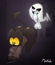 ass balls bending_forward bending_over big_ass big_butt big_penis black_fur feline ghost google google_doodle magic_cat_academy magic_cat_academyrngoogle momo_(google) moonilade penis protagonistsub_antagonistdom yellow_eyes rating:Explicit score:47 user:moonilade