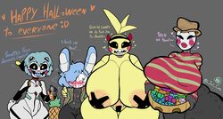 1boy 3girls almost_naked animatronic big_ass big_belly big_breasts big_butt big_nipples black_body black_eyes blue_body blue_fur blue_hair blue_skin blush bodysuit bunny_ears candies candy clothed clothing cosplay cosplaying cumlord cumlord_(artist) demon_horns female femboy five_nights_at_freddy's five_nights_at_freddy's_2 fnaf freddy_krueger furry gun halloween halloween_costume halloween_pumpkin inverted_nipples jacket just_coffee large_areolae large_ass large_breasts larger_female marionette_(fnaf) mask multiple_girls neon_genesis_evangelion nipple_bulge nipple_slip nipples no_bra no_humans no_panties no_underwear pineapple pistol puppet_(fnaf) rei_ayanami_(cosplay) rule_63 security_puppet security_puppet_(fnaf) small_breasts smaller_female smaller_male talking talking_to_viewer tall tall_female taller_female taller_girl taped_nipples text thick_ass thick_legs thick_thighs thighs toy_bonnie toy_bonnie_(fnaf) toy_chica toy_chica_(fnaf) trick_or_treat yellow_body yellow_eyes yellow_skin rating:Questionable score:218 user:CumlordUwU