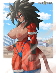 big_breasts black_hair blue_eyes boots dark-skinned_female dark_skin dragon_ball dragon_ball_z exposed_breasts fur kameseru matsuna_(kameseru) monkey monkey_tail oc original original_character red_fur saiyan saiyan_tail solo solo_female super_saiyan_4 rating:Explicit score:146 user:deleted9797