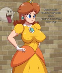 1girls 2022 big_breasts blue_eyes boo_(mario) breasts clothed clothing crown dress earrings erect_nipples erect_nipples_under_clothes female gloves halloween huge_breasts mario_(series) migi_rider mouth nintendo open_mouth orange_dress orange_hair png princess_daisy princess_dress short_hair signature teeth teeth_showing text tongue white_skin rating:Questionable score:79 user:Cellvorek7ng