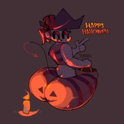 1boy 1femboy ass_cleavage big_ass big_butt bubble_butt butt_crack candle closed_eyes clothed clothing cute_face cute_male cutie_mark dani_(danielito) danielito demon_boy demon_horns demon_tail femboy giant_ass halloween halloween_costume halloween_pumpkin happy male_only original_character pumpkin pumpkin_butt rating:Explicit score:79 user:KilerTheDemon